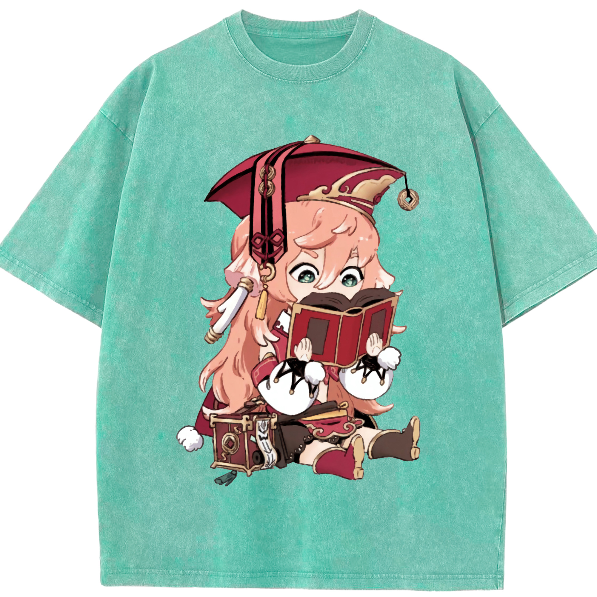 げんし神 ヤンフェイ genshin Yanfei 綿100% ヴィンテージ風 半袖Tシャツ（フロントプリント）